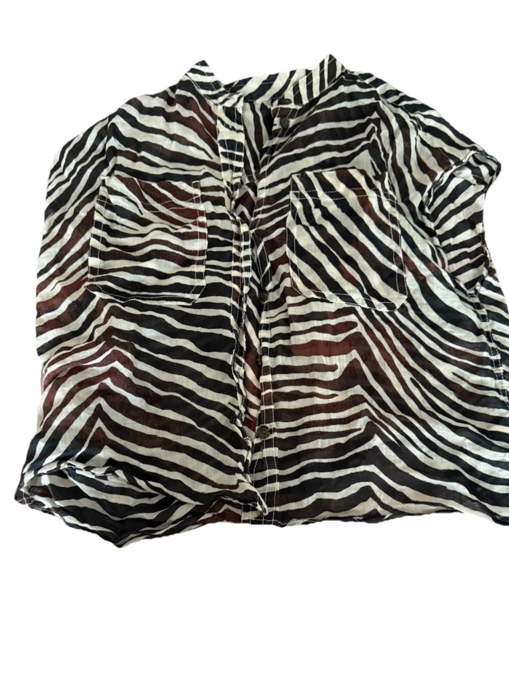 Banana Republic Zebra-Print Button-Down Top - Black & Brown